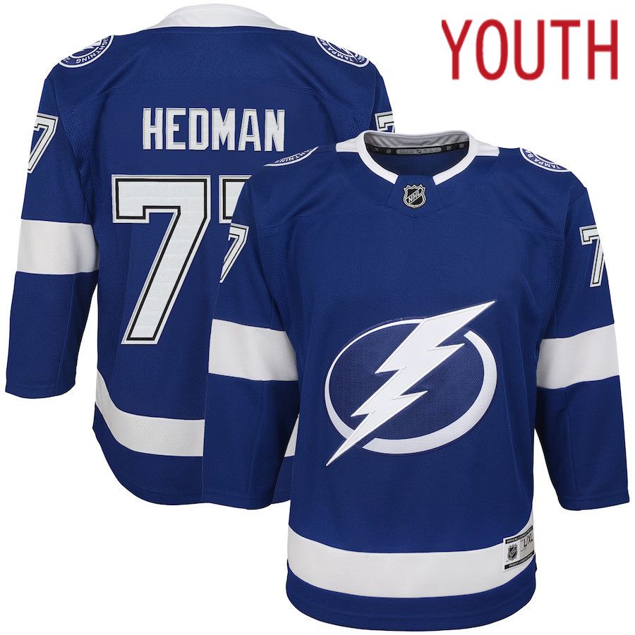Youth Tampa Bay Lightning 77 Victor Hedman Blue Home Premier Player NHL Jersey